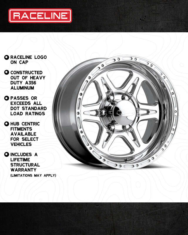 (set of 4) Raceline 886 Renegade Polished | 17x9" +0mm | 5x127mm Wheel