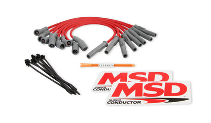 MSD 31639 Super Conductor Spark Plug Wire Set, Red