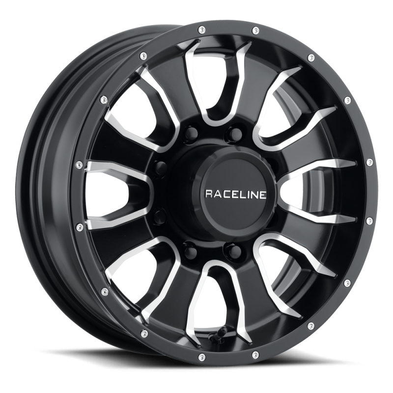 (set of 4) Raceline 860 Mamba Black & Machined | 14x6" +0mm | 5x114.3mm Wheel