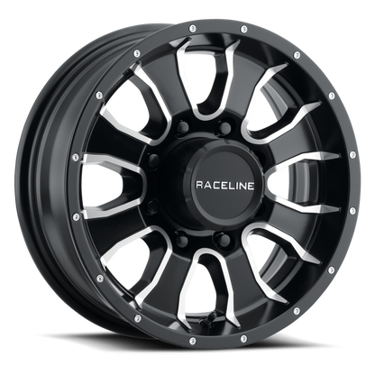 (set of 4) Raceline 860 Mamba Black & Machined | 12x4" +0mm | 5x114.3mm Wheel