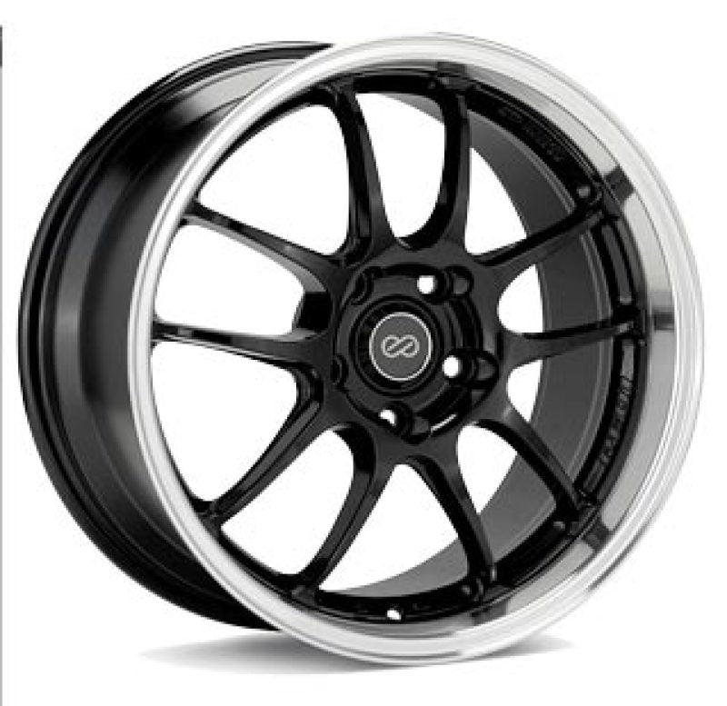 Enkei PF01SS Gloss Black w/ Machined Lip | 17x8" +50mm | 5x114.3mm Wheel