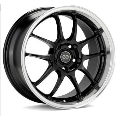 Enkei PF01SS Gloss Black w/ Machined Lip | 17x8" +50mm | 5x114.3mm Wheel