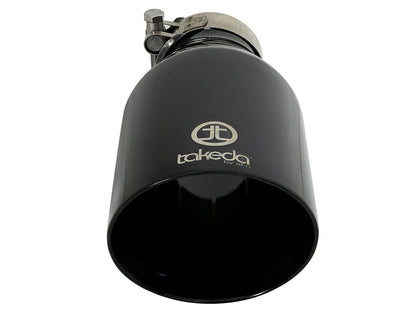 aFe Takeda 409 SS Clamp-On Exhaust Tip 2.5in. Inlet / 4.5in. Outlet / 9in. L - Black