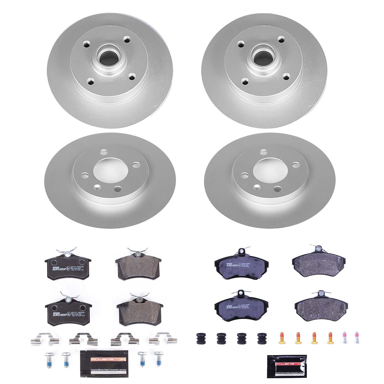 PowerStop Front & Rear Euro-Stop Brake Kit | Volkswagen Cabrio (99-02) (ESK375)