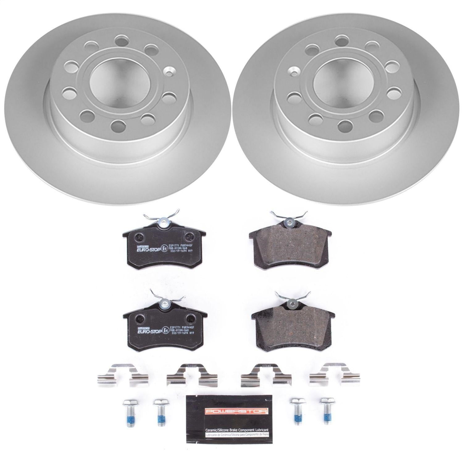 PowerStop Rear Euro-Stop Brake Kit | Audi A3 (10-13) (ESK5671)