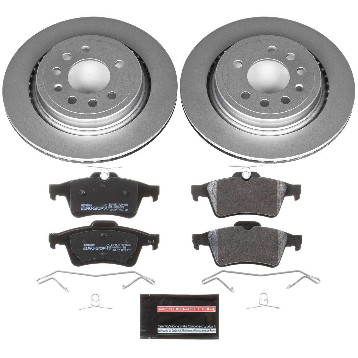 PowerStop Rear Euro-Stop Brake Kit | Saab 9-3 (08-11) (ESK5698)