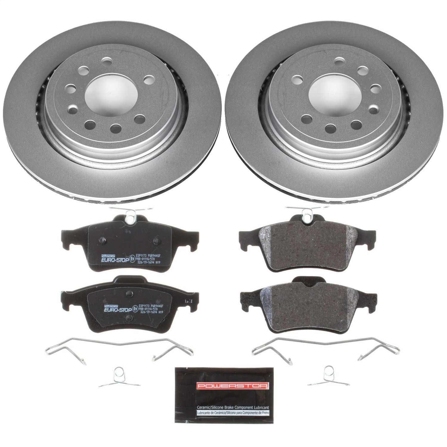 PowerStop Rear Euro-Stop Brake Kit | Saab 9-3 (08-11) (ESK5698)