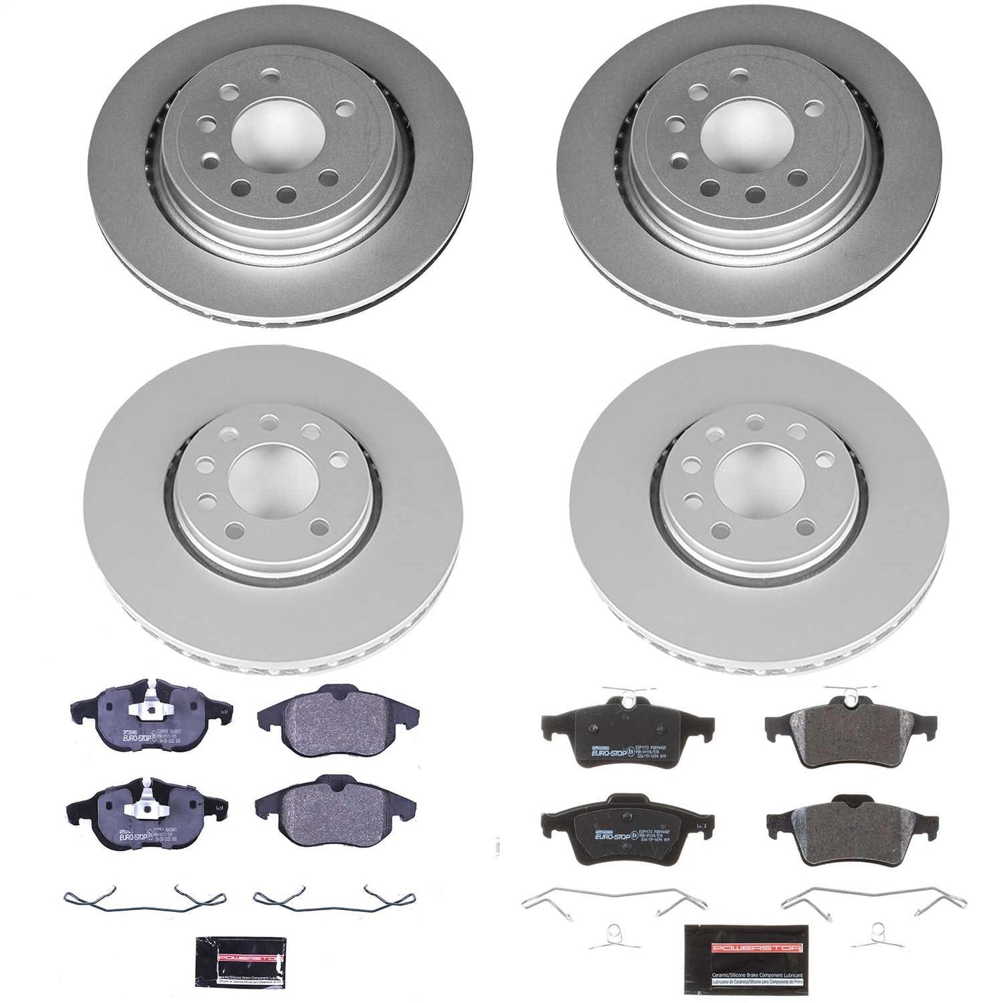 PowerStop Front & Rear Euro-Stop Brake Kit | Saab 9-3 (08-11) (ESK5736)