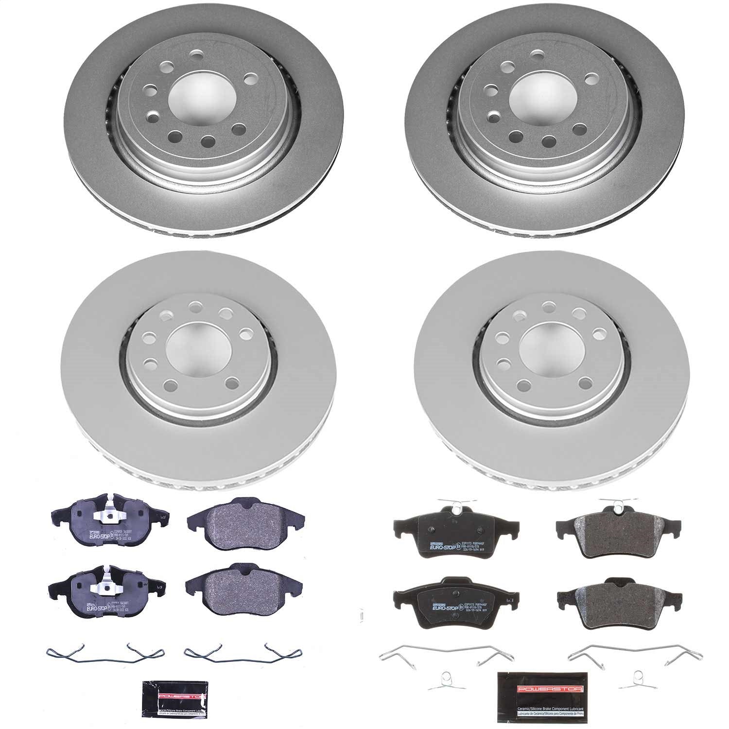 PowerStop Front & Rear Euro-Stop Brake Kit | Saab 9-3 (08-11) (ESK5736)