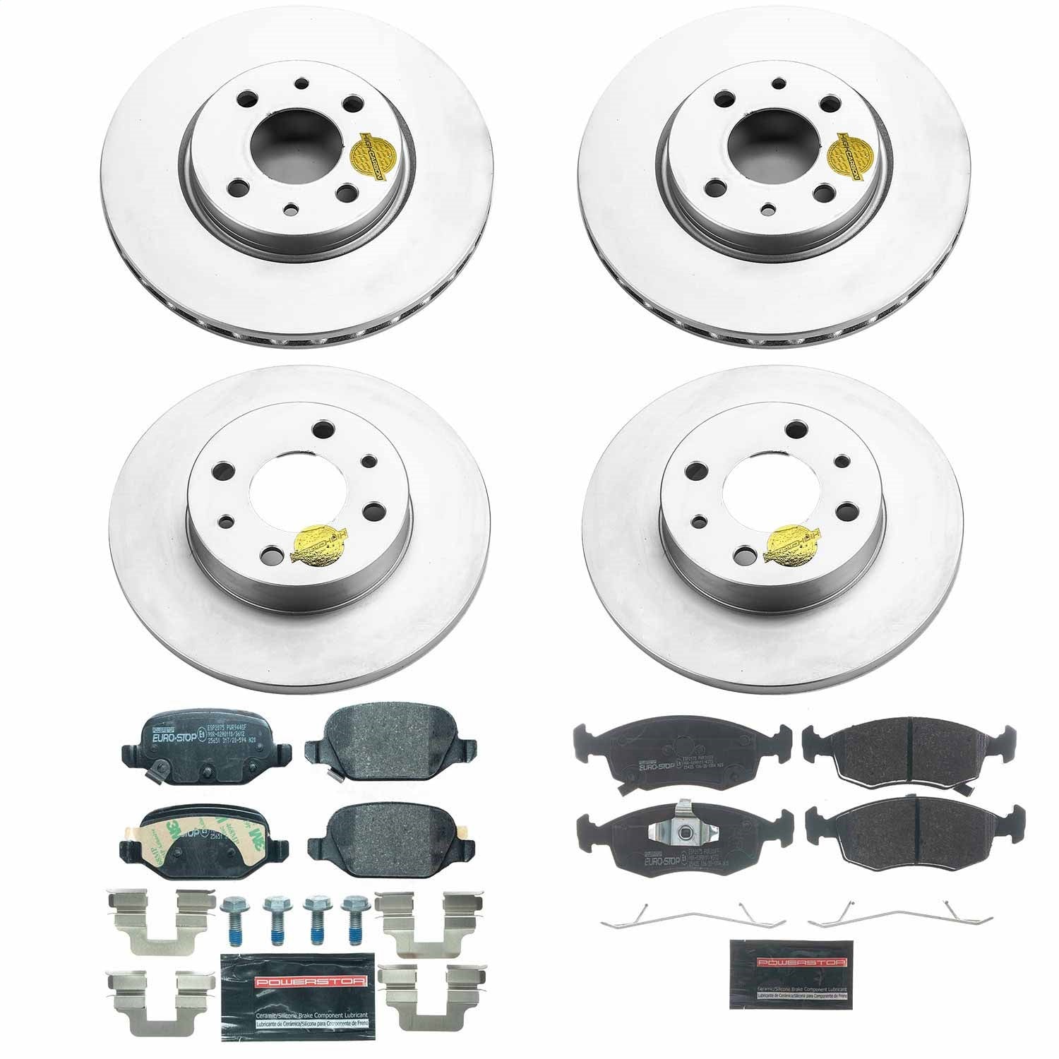 PowerStop Front & Rear Euro-Stop Brake Kit | Fiat 500 (12-17) (ESK6291)