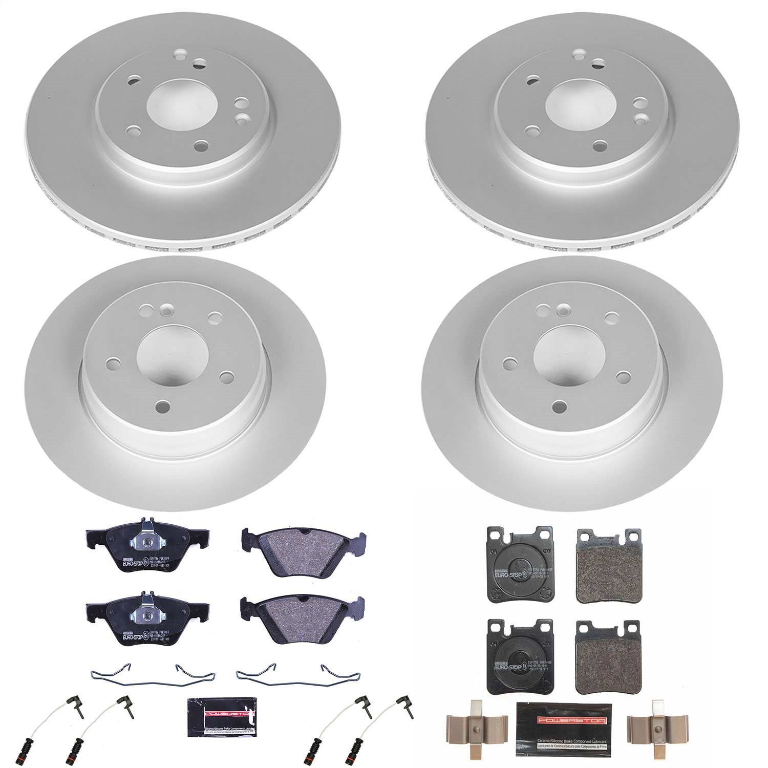 PowerStop Front & Rear Euro-Stop Brake Kit | Mercedes-Benz E320 (98-03) (ESK6379)
