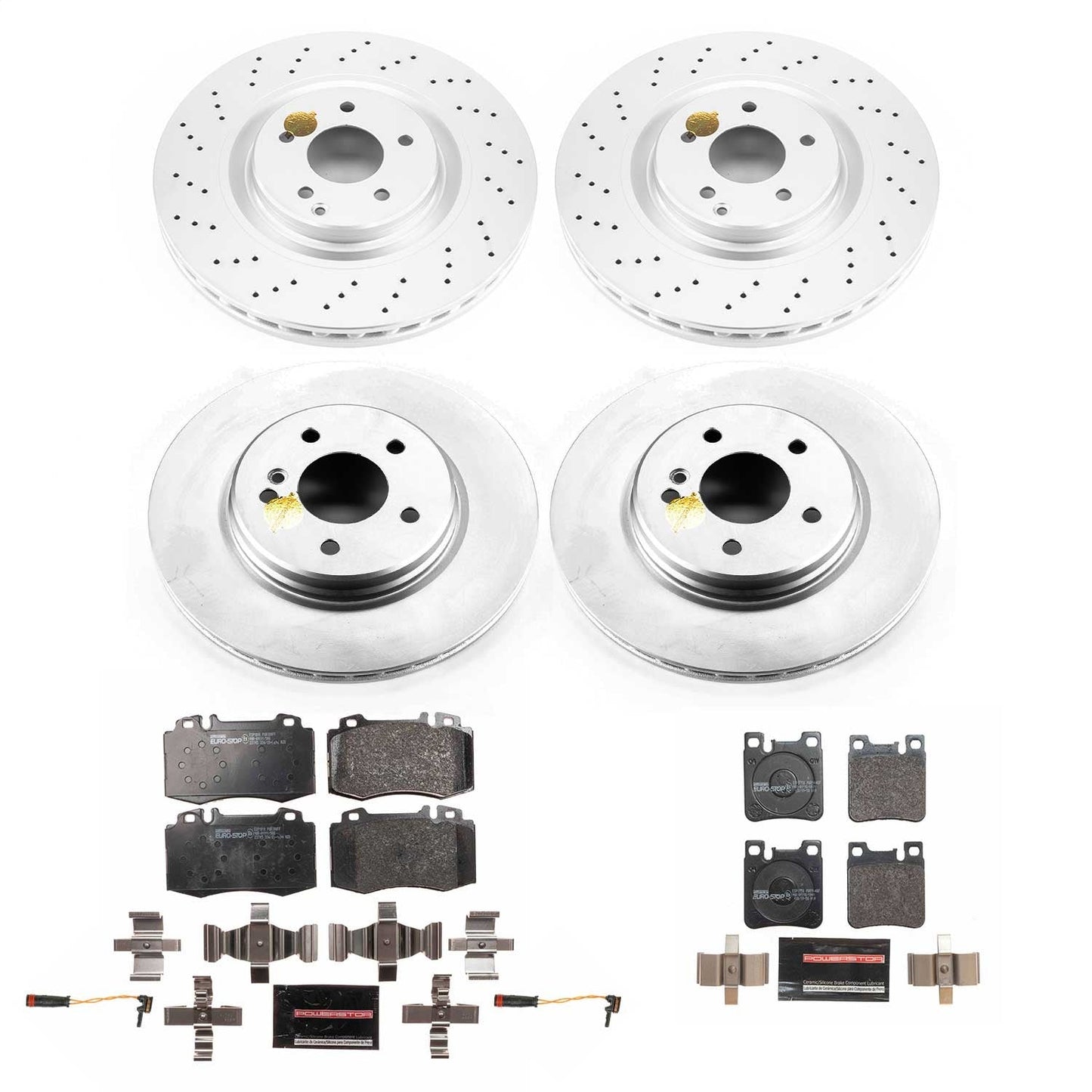 PowerStop Front & Rear Euro-Stop Brake Kit | Mercedes-Benz CLK500 (03-06) (ESK6586)