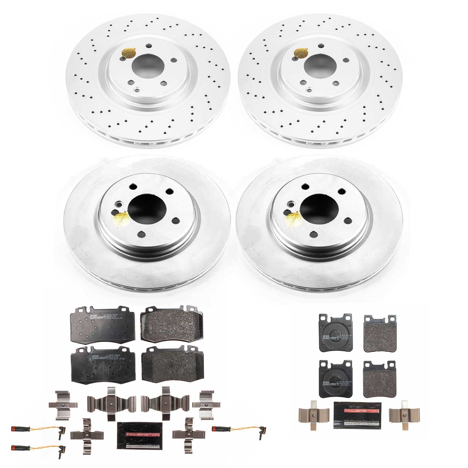 PowerStop Front & Rear Euro-Stop Brake Kit | Mercedes-Benz CLK55 AMG (03-04) (ESK6587)