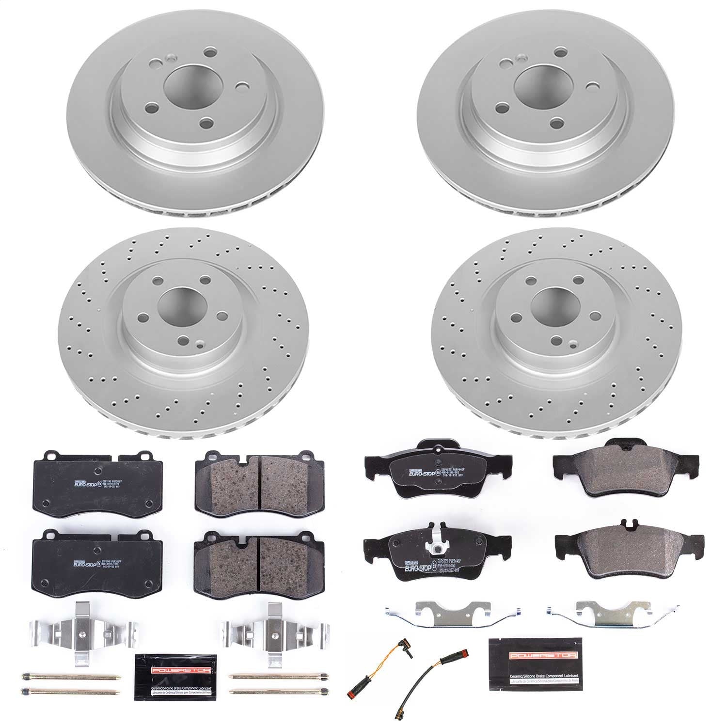 PowerStop Front & Rear Euro-Stop Brake Kit | Mercedes-Benz S350 (12-13) (ESK6757)