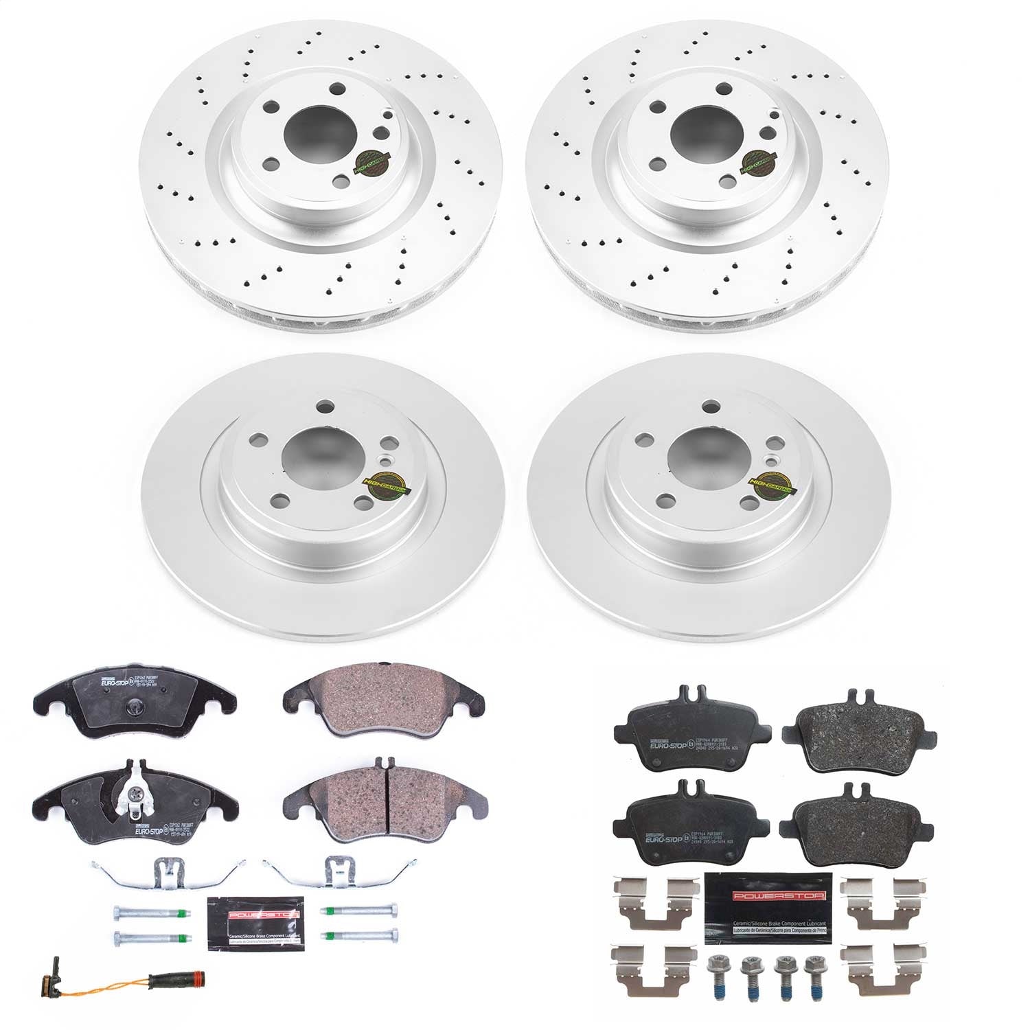 PowerStop Front & Rear Euro-Stop Brake Kit | Mercedes-Benz SLC300 (18-19) (ESK6891)