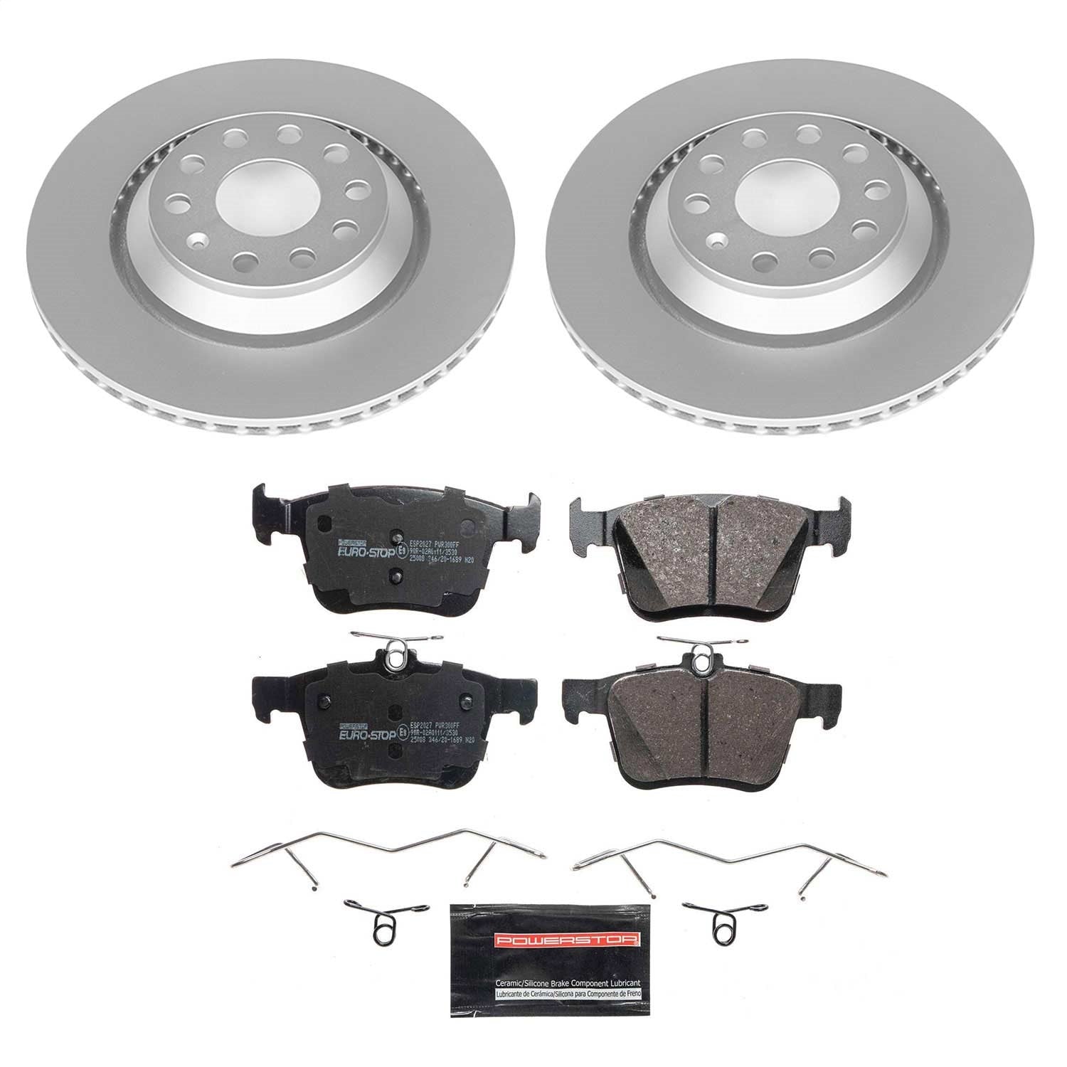 PowerStop Rear Euro-Stop Brake Kit | Audi A3 Quattro (19) (ESK7084)