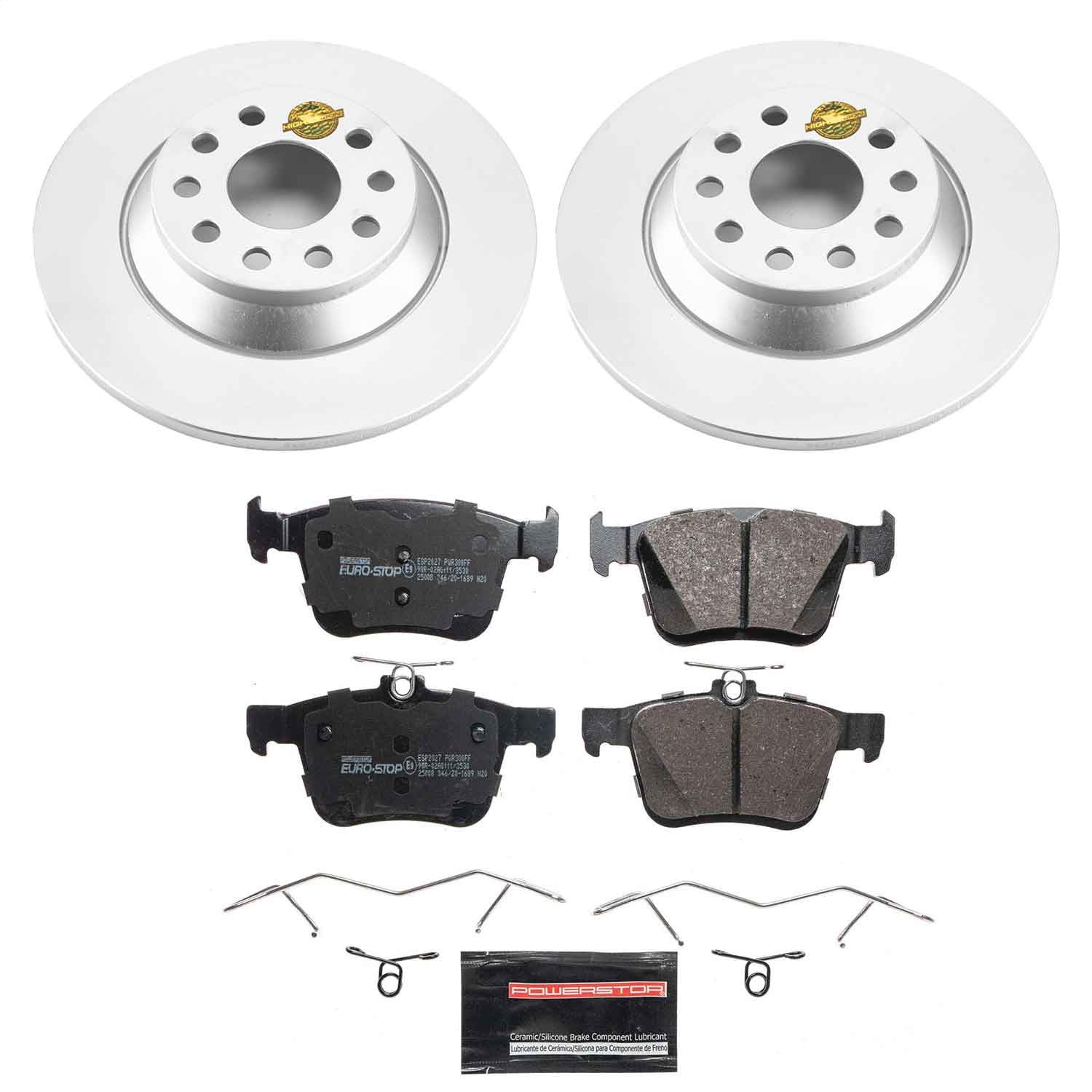 PowerStop Rear Euro-Stop Brake Kit | Audi TT Quattro (16-20) (ESK7176)