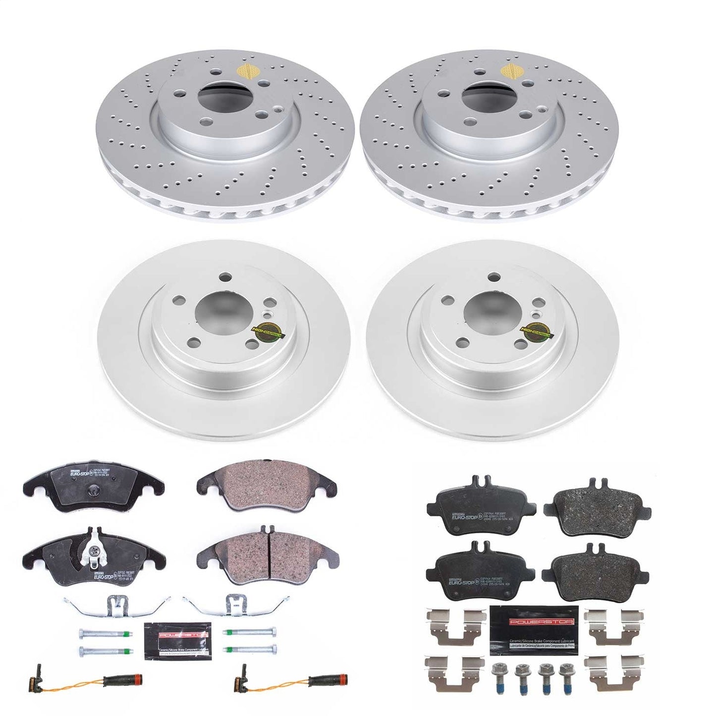 PowerStop Front & Rear Euro-Stop Brake Kit | Mercedes-Benz SLC300 (17) (ESK7497)