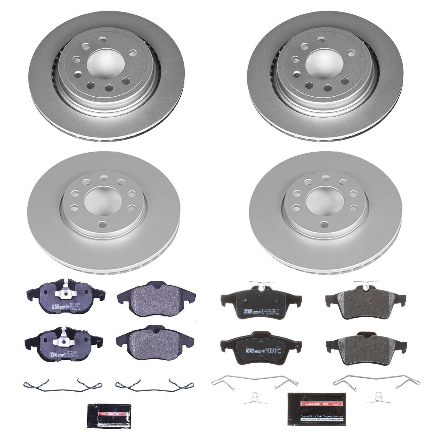 PowerStop Front & Rear Euro-Stop Brake Kit | Saab 9-3 (08) (ESK8156)