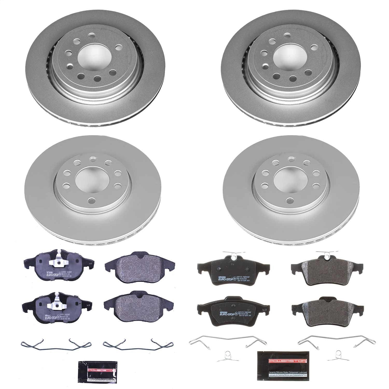 PowerStop Front & Rear Euro-Stop Brake Kit | Saab 9-3 (08) (ESK8156)