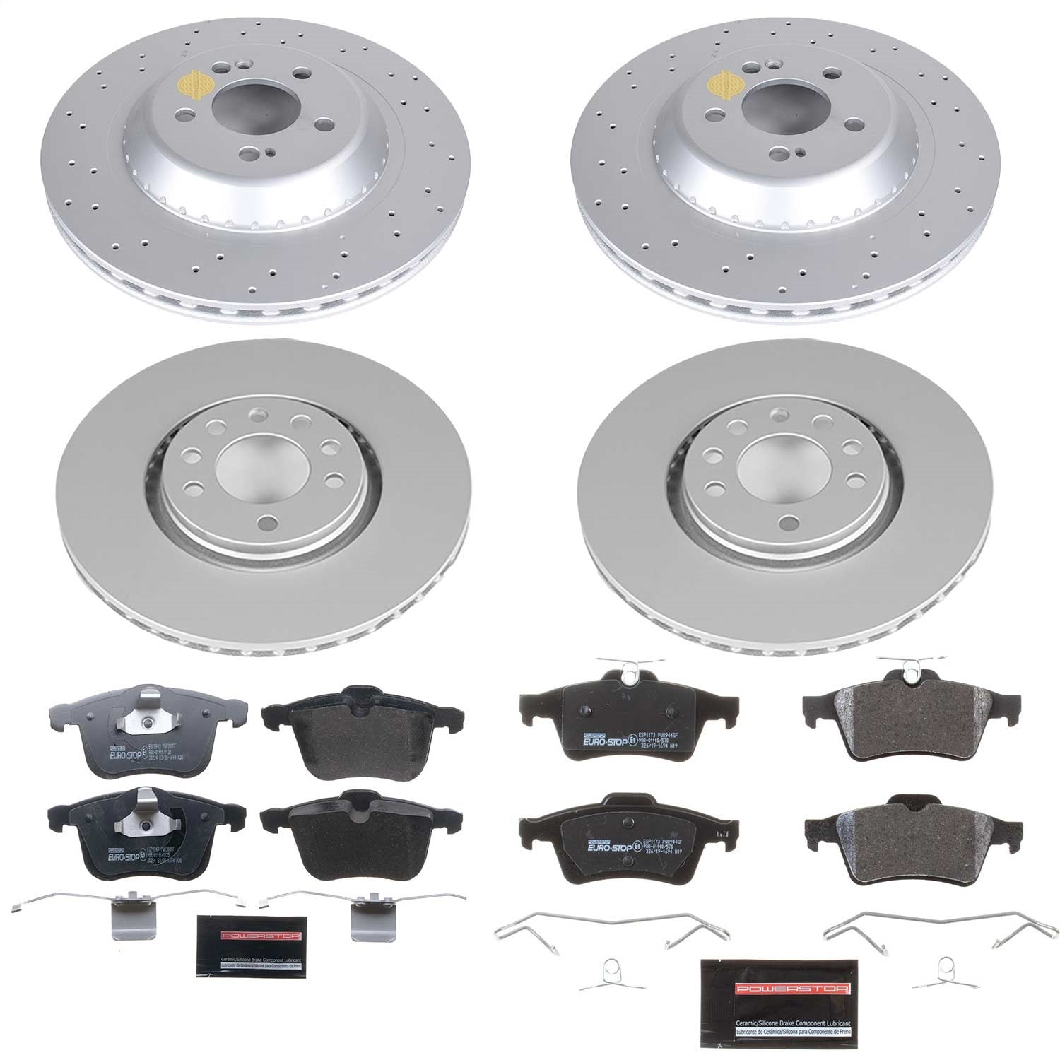 PowerStop Front & Rear Euro-Stop Brake Kit | Saab 9-3 (08) (ESK8159)