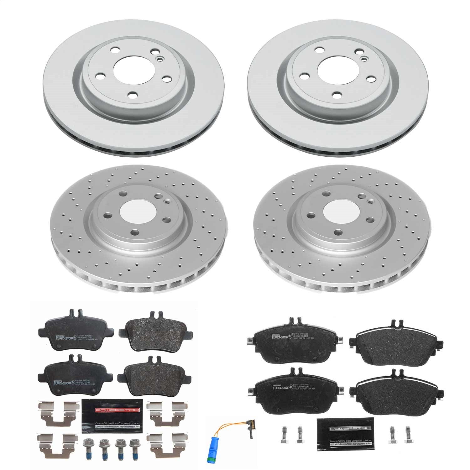 PowerStop Front & Rear Euro-Stop Brake Kit | Mercedes-Benz CLA250 (18-19) (ESK8265)