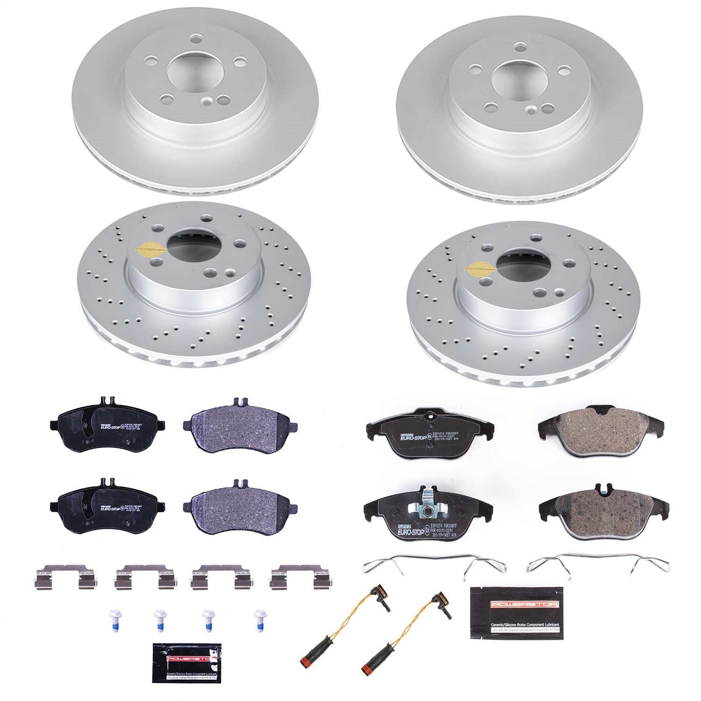 PowerStop Front & Rear Euro-Stop Brake Kit | Mercedes-Benz C250 (12-16) (ESK8439)