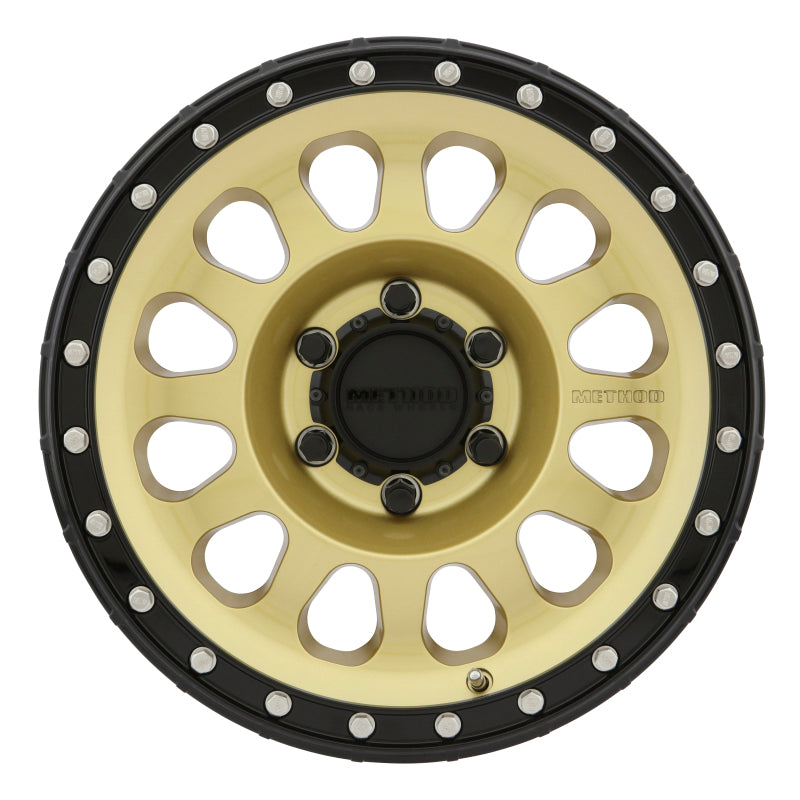 (set of 4) Method MR315 Gold - Black Lip | 17x8.5" +0mm | 6x5.5in Wheel