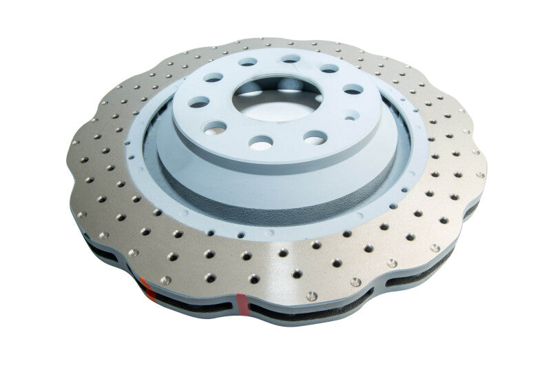 DBA Rear 4000 Series Drilled Wavy Rotor w/ Slv Hat | Volkswagen GTI (14-21) (DBA42809WSLVXD)
