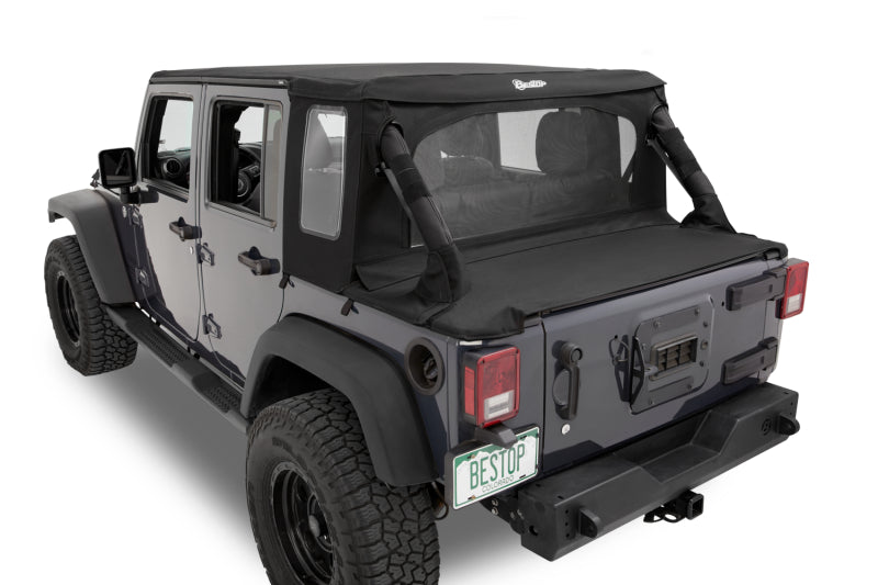 Bestop 53901-35 Diamond Halftop Soft Top Black for 07-18 Jeep Wrangler JK 4DR