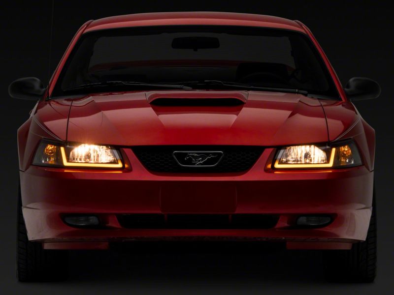 Raxiom 99-04 Ford Mustang Axial Headlights w/ Seq LED Bar Blk (422713)