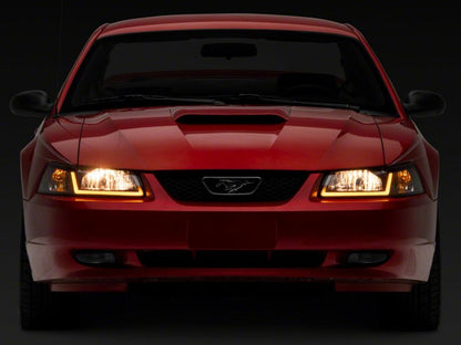 Raxiom 99-04 Ford Mustang Axial Headlights w/ Seq LED Bar Blk (422713)
