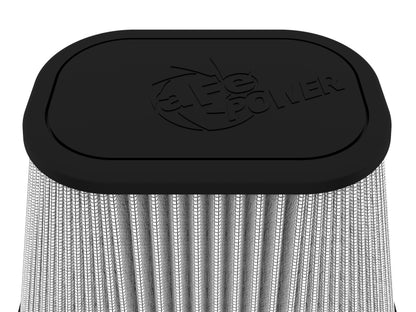 aFe Track Series Intake Pro DRY S Air Filter (6-1/8x4-1/8)IN F x(9-1/4x7-1/4)IN B x(6x4)IN Tx7-1/8IN