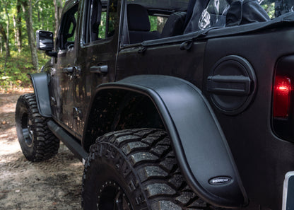 Bushwacker 10923-07 Flat Style Fender Flares Fits 18-26 Wrangler (JL)