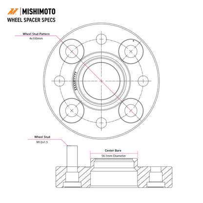 Mishimoto Wheel Spacers - 5x108 - 63.3 - 15 - M12 - Black