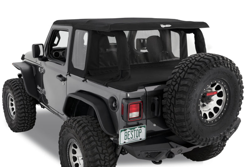 Bestop 80101-17 JL 2-Door Halftop Conversion Kit Premium Black Twill For Jeep Wrangler JL