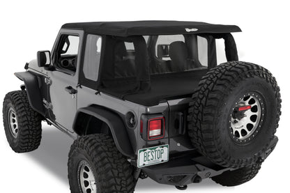 Bestop 80101-17 JL 2-Door Halftop Conversion Kit Premium Black Twill For Jeep Wrangler JL