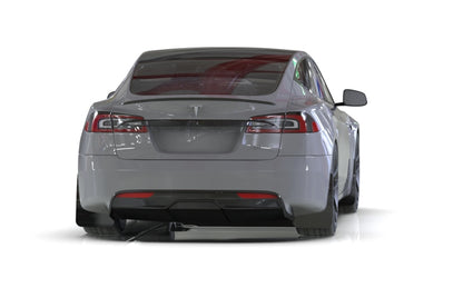 Rally Armor 21-25 Tesla Model S / S Plaid Black UR Mud Flap w/White Logo