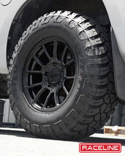 (set of 4) Raceline 950 Gauge Satin Black | 20x9" +18mm | 6x139.7mm Wheel