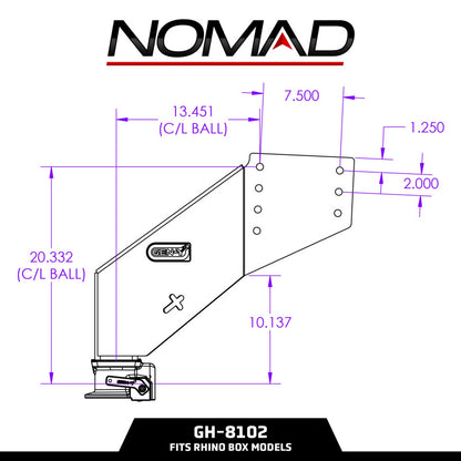 Gen-Y Nomad Static 5th Wheel to Gooseneck - 6.5K TW 30K Tow - Texture Black (Rhino Frames)