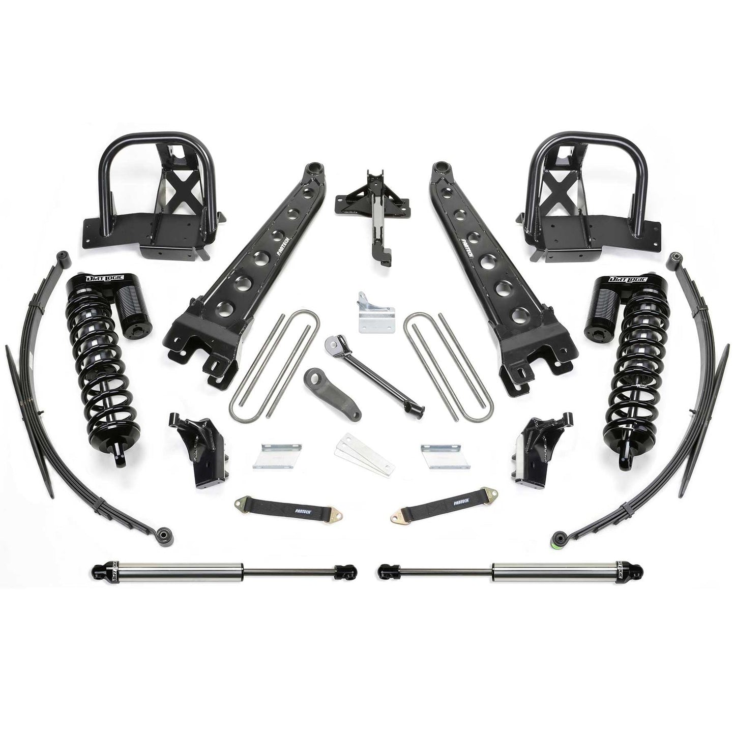 Fabtech 8" Radius Arm System w/ DLSS 4.0 Coilover & Rear Leaf Springs & Rear DLSS | Ford F250/350 4WD (11-16) (K2143DL)