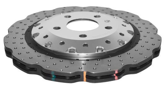 DBA Rear 5000 Series Drilled Wavy Rotor w/ Silver Hat | Audi RS5 (13-16) (DBA52835WSLVXD)