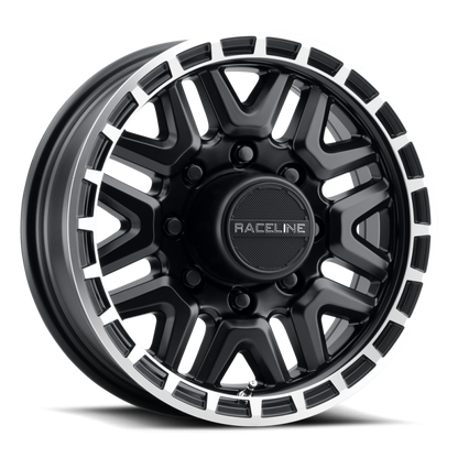 (set of 4) Raceline 953 Krank Black & Machined | 16x6" +0mm | 6x139.7mm Wheel