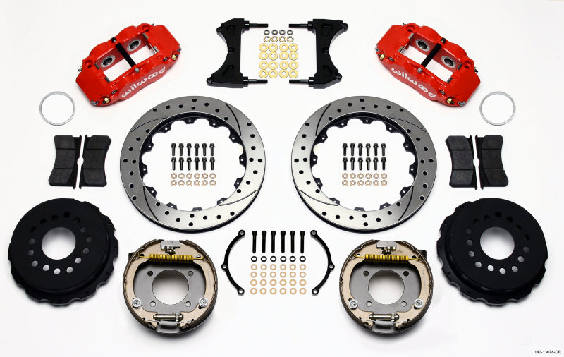 Wilwood 140-13678-DR fits Narrow Superlite 4R Rear P-Brk Kit 12.88in Drill Red