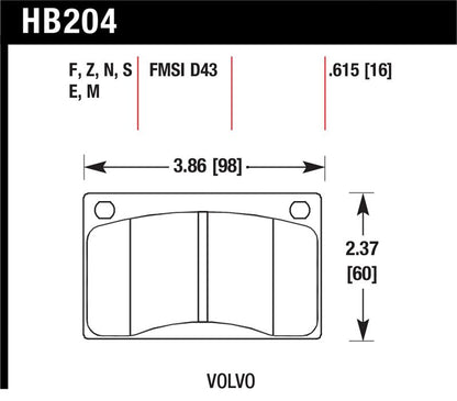 Hawk Volvo 142/145/164/240/242/244/245/262/265/1800 Black Race Brake Pads