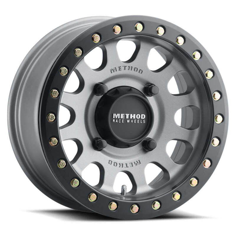 (set of 4) Method MR401 UTV Beadlock Titanium - Black Ring | 15x6" +49mm | 5x4.5in Wheel