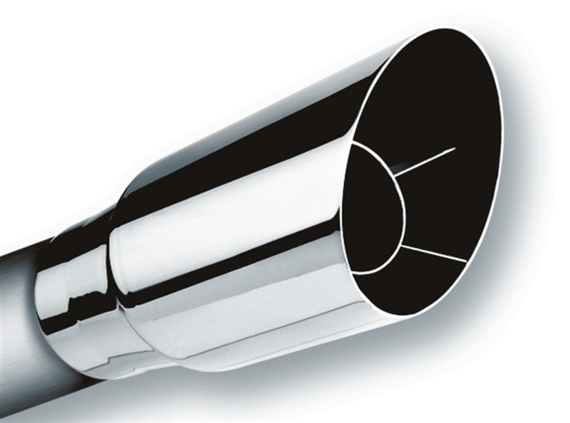 Borla 20120 Polished Tip Single Round Angle-Cut | Universal (20120)