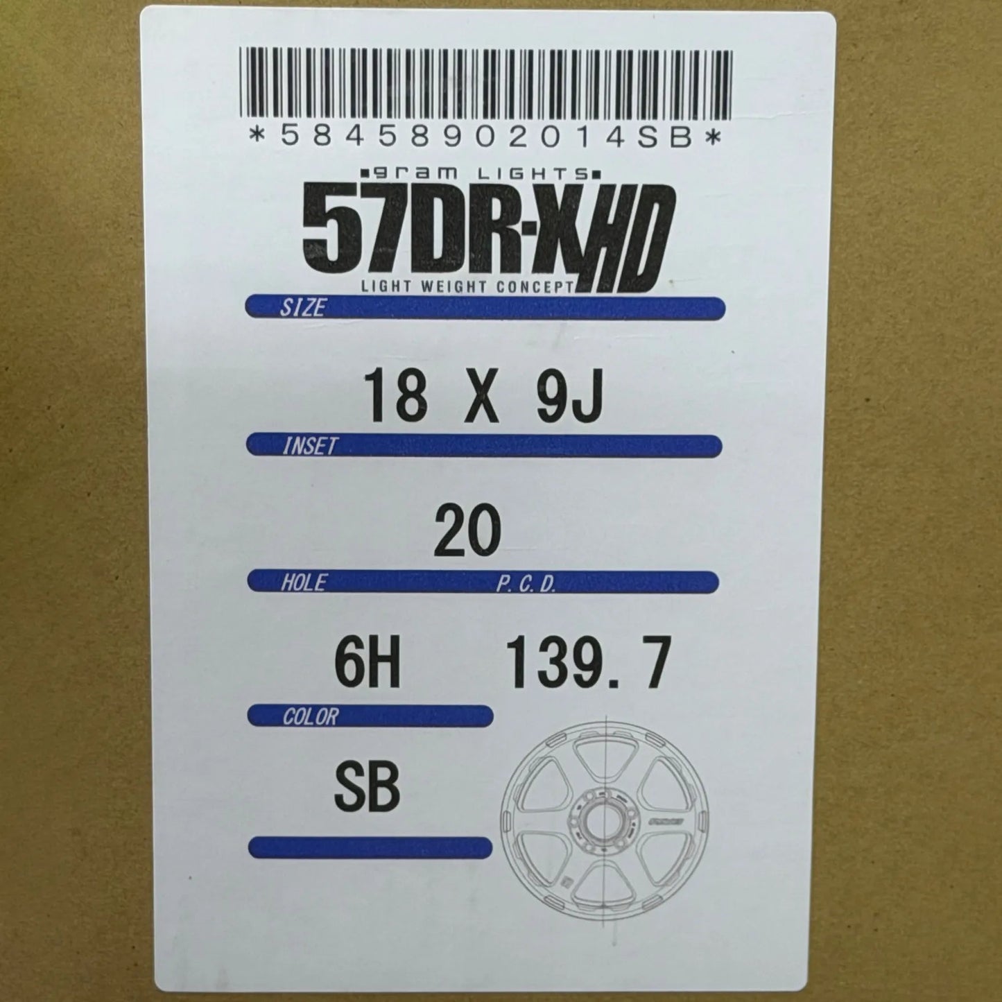 Gram Lights 57DR - X HD 18x9 +20 6x139.7 Semi Gloss Black (SET) - WheelFlip