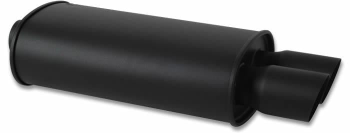 Vibrant StreetPower FLAT BLACK Oval Muffler with Single 4in Outlet - 4in inlet I.D.