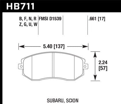 Hawk Ceramic Front Brake Pads | Subaru BRZ/Toyota 86 (13-22) (HB711Z.661)
